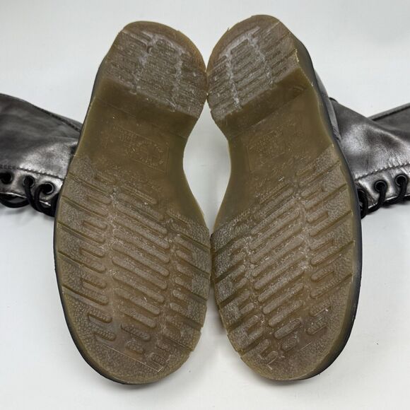 Dr Doc Martens 10183 Combat Boots Womens 7 Silver 14 Eyelet Zip Lace Up Goth - Picture 14 of 15